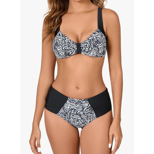 Itzel Women's Two Piece Swimsuits Push Up Adjustable Back Bikini Top with Bottom Bathing Suits