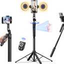 Auto Face Tracking Tripod for iPhone with Light, No APP Needed 70.9" Phone Camera Tripod Stand 360 Rotation Selfie Stick Follows Your Movement with Remote for Content Creator Vlog Live Stream