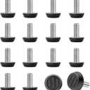 1/4-20UNC Thread Adjustable Furniture Levelers Table Feet Screw in Threaded, Screw on Chair Foot Glides Leveling for Tables, Chairs, Furniture Legs-16 Pcs (1/4-20UNC-16PCS)