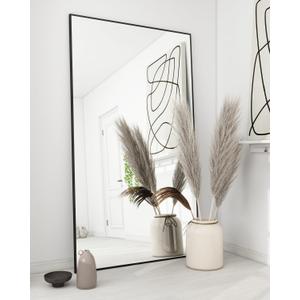 Koonmi 71"x30" Floor Mirror Full Length, Bedroom Floor Body Mirror with Stand, Large Black Mirror, Leaning, Standing or Hanging Horizontally/Vertically