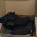 Victorian Boots for Women Vintage Granny Boots Renaissance Mid Calf Boots Costume Lace Up Low Heel Goth Boots with Zipper (11, 41 Black)