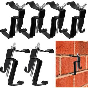6 Pack Stainless Steel Heavy Duty Adjustable Brick Hooks Clamps, 1-3/4" to 2-3/4" Brick Hangers Clips, No Drill Wall Mounts for Hanging Decorations, Tools, Artwork