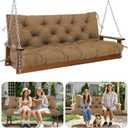Extra Thick 5" Waterproof Porch Swing Cushions Outdoor 60 inch Swing Cushions 3 Seater Replacement with Backrest and Ties for Outdoor Furniture Patio Bench Garden (Brown)