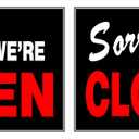 Hillman 840046 Yes We're Open Sorry We're Closed 2 Sided Reversible Sign, Black, Red and White Plastic, 15x19 Inches 1-Sign
