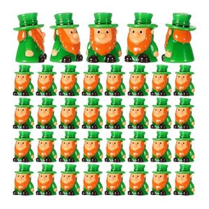 Amyhill 36 Pcs St. Patricks Mini Leprechaun Figurine Bulk Tiny Resin Leprechaun Figurine Toy Gift Miniature Lucky Irish Pocket Charm St Patricks Day Party Favor Home Table Tiered Tray Decor, 0.98 Inch