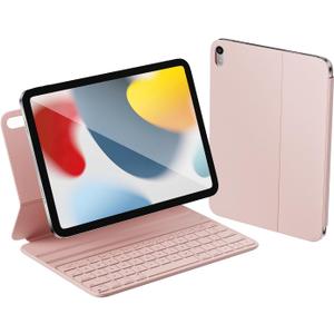 HOU keyboard Case for iPad 10th Generation/iPad 11th Generation 11 inch A16 2025  Smart Folio, Ultra Slim, Magnetic Charging, Adjustable Angle (Pink)