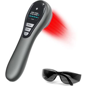 Red Light Device for Body, Near Infrared Light Wand for Joint Muscle Reliefwith LED Display (14 x 650nm+3 x 808nm)-Iron Grey