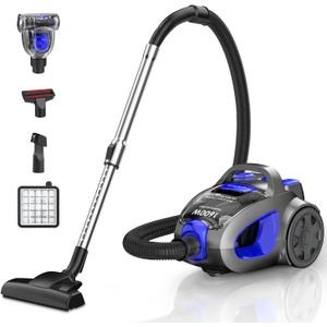 Canister Vacuum Cleaner, 40Kpa 1600W Cyclon Power Bagless Canister Vacuum Cleaners for Home, 3.7QT Large Dust Cup, Lightweight Vac for Hard Floors, Carpets, Pet Hair, Blue