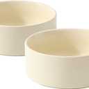 Havniva Ceramic 2pcs Cat Food and Water Bowl , Kitty Bowl , Cat Dish , Cat Feeder , 5" D Cat Bowl , 400ml, 13oz (2 x Cream White)