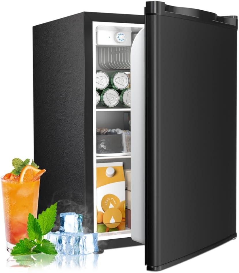 Antarctic Star 2.56 Cu.ft Single Door Compact Refrigerator with Mini Freezer, Adjustable Temperature Control with Removable Glass Shelves, Perfect for Homes, Offices, Dorms, Black