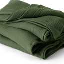Bedsure 100% Cotton Muslin Throw Blanket Large 50x70 Inches - 4-Layer Breathable and Lightweight Thin Soft Summer Gauze Muslin Blankets for Adults, Olive Green, Boho Cotton Throw for Couch