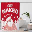 GPGHE Christmas Shower Curtain Funny Santa Decorations Get Naked Holiday Bathroom Curtain with 12 Hooks 71x71 Inch