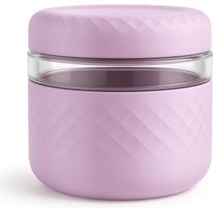 24 oz Glass Lunch Bowl Container with Lid | Leak & Spill Proof, BPA-Free, Microwave & Dishwasher Safe, Airtight Meal Prep & Food Storage Jar for Lunch, Salad, Soup, Overnight Oats, Stew, Yogurt (Lilac)