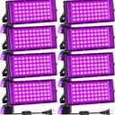 50W LED Black Light IP66 Waterproof 8 Pack, Outdoor Blacklight Flood Light with Switch+6FT Cord, Blacklight Spotlight for Neon Glow in The Dark Party Body Paint Fluorescent Poster Classroom Halloween