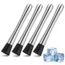 4 Pack Muddlers for Cocktail 304 Stainless Steel Fruit Crusher 8.3" Long Ice Crusher for Bar Party and Home