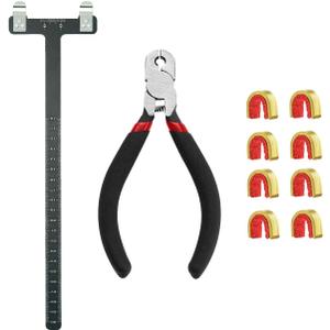 Archery Bow String Nocking Points Set with T Square Ruler Nocking Buckle Pliers and 8pcs Nocking Buckle Set,for Recurve and Compound Bowstring Accessories