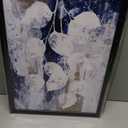 LevvArts Botanical Leaves Wall Art Framed Navy Blue and White Painting Canvas Prints Blue Bathroom Wall Decor