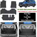 Floor Mats for 2025 2026 Nissan Armada/Infiniti QX80 8 Seats (Not Fit 7 Seats) Trunk Mat & Backrest Mat TPE All Weather Protection Car Floor Liners with Cargo Liner Accessories-Black
