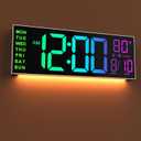 JALL 16" Large Digital Wall Mount Clock, Count Down Timer, Alarm, Big LED, 8 RGB Color, DST, Temperature for Living Room Classroom Desk, Xmas, Birthday Gift for Senior Mom Dad (White Shell, 16 inches)