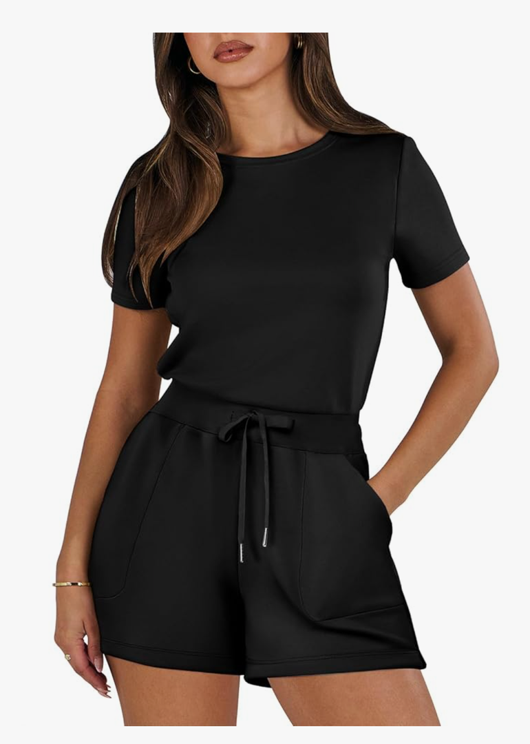 ANRABESS Romper for Women Short Sleeve Summer Tshirt One Piece Jumpsuit Beach Vacation Travel Outfits 2025 Dressy Clothes size Large