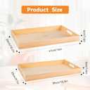 Wooden Serving Trays with Handle - 2 Pieces Unfinished Wood Nested Breakfast Food Serving Trays for Craft Kids Montessori Snacks Home Decor Kitchen Party Dinner, 16 x 10.2 x 1.6 inch, 15.3 x 9.1 x 1.6 inch