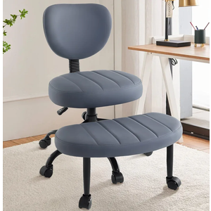 Cross Legged Chair, ADHD Criss Cross Home Office Chair with Wheels, Adjustable Height Yoga Ergonomic Kneeling Desk Chairs with Lumbar Support & 360°Rotating Footrest for Meditation (Gray)