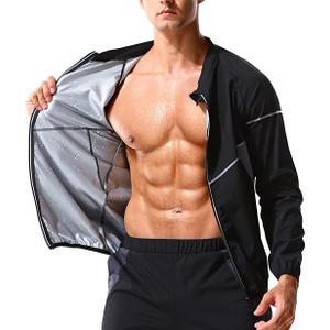 LAZAWG Sauna Suit Long Sleeve Sauna Jacket for Men Sweat Suit Zipper Sweat Shirt Top for Gym Workout Exercise Size XXXL