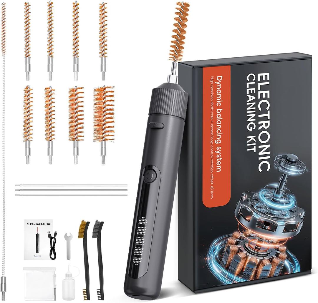Electric Gun Cleaning Kit Universal for Guns, Rechargeable Gun Brushes for Pistol, Handgun, Shotgun, Brass Brush, Hunting Gear,Gun Accessories for Men (With Gift Box)