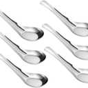 6pcs Elegant Large Serving Spoon Stainless Steel Spoons for Cooking Buffet Soup Sauce Rice Kitchen Use Mirror Polished