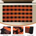 Buffalo Plaid Area Rug, Checkered Rug 27.5x43 Inches, Black and Orange Rug, Washable Cotton Mat for Front Porch, Entryway, Kitchen, Living Room, Christmas Decor