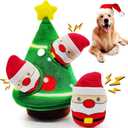 Squeaky Dog Toy, Interactive Plush Hide and Seek Dog Toys for Small Medium Sized Dogs and Non-Aggressive Chewers, Puppy Teeth Clean Chew Toys, Christmas Tree