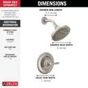 Delta Roe 14 Series 5-Setting Shower Faucet Set, Brushed Nickel Shower Head and Handle Set, Valve Trim Kit, Stainless T142985-SS (Valve Not Included)