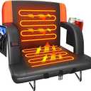 Suteck Dual-Sided Heated Stadium Seats for Bleachers with Back Support, Portable Heated Bleacher Seat with Backrest, 3 Heat Levels, 5 Pockets Ideal for Outdoor Stadiums and Events - Black, 23 inch Wide