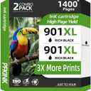 901XL Black Ink Cartridges Remanufactured for HP 901 901XL 901 XL Work for OfficeJet J4550 J4680 J4540 J4524 J4525 J4680c G510a G510b Printer (2 Black)