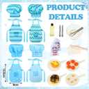 3 x Kajaia 30 Pcs Christmas Elf Outfits for Kids Xmas Kitchen Cooking Clothes Accessories Include Blue Baking Apron and Hat Mini Baking Props Set for Boys, Girls, Dollhouse, Christmas Clothes and Gift