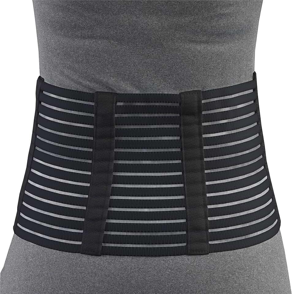 OTC Lumbosacral Support, 7-inch Lower Back, Lightweight Compression, Elastic, Black, Large