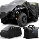 600D ATV Cover - Waterproof Heavy Duty Trailerable Quad Cover - All Season Weather Proof Outdoor UV Protection for Polaris, Kawasaki, Yamaha, Suzuki, Can-Am - Black/Gray (87''L x39''W x 42''H)