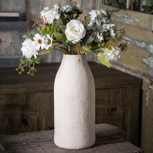 Large Textured Vase, Boho Ceramic Vase for Modern Farmhouse Home Decor, Pottery Vases for Flowers, Pampas Grass, Rustic Decorative Vase, Clay Vase Centerpieces for Dining Table (Large Single)