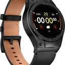 MioHHR Leather Watch Bands with Stainless Steel Case Compatible with Google Pixel Watch 3 45mm,Genuine Leather Replacement Bands for Google Pixel Watch Women Men,Black