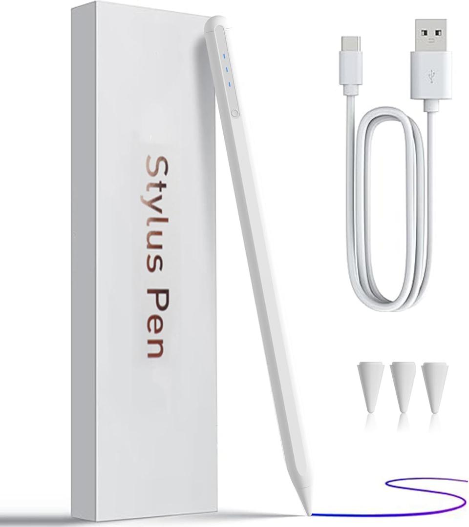 iPad Apple Pencil 9th&10th Generation, Stylus Pen for, Palm Rejection, Tilt Sensitivity, Compatible with iPad 6/7/8/9/10, iPad Pro 11/12.9/13in, 3/4/5/6, Mini 5/6th (White)