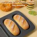 2 Pcs Hot Dog Bun Pan, 4 Cavity Perforated Carbon Steel Bread Loaf Pan, Nonstick & Heat Resistant for Homemade Buns, Mini Baguettes & Sandwich Baking, Bun Rolls, Dishwasher Safe (PFOA-FREE)