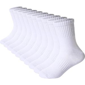DoSmart Kids Athletic Crew Socks Boys Girls Classics Cotton School Uniform Childs Sports Breathable Casual Socks 10 Pairs (9-12 Years)