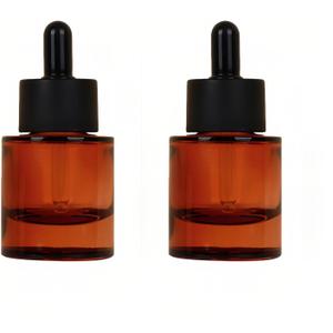 QUUPY, 2Pcs 30ML/1OZ Amber Glass Dropper Bottles Empty Thick Glass Bottle with Eye Droppers Refillable Glass Dropper Essential Oil Bottle Cosmetic Containers