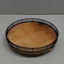 9" Oak Wood Lazy Susan Turntable Organizer for Cabinet, Round Wooden Farmhouse Lazy Susan Organization and Storage for Dining Table, Pantry, Kitchen, Countertop, Cupboard,Home Decor (Brown & Black)