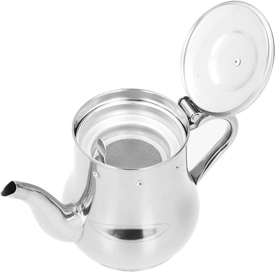 Stainless Steel Teapot, 500ml Tea Pot with Removable Filter Proof Oil Strainer Stovetop Tea Maker Proof Oil Strainer Pot For Hotels Restaurants Homes (Original Color)