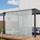 youleyar Sheer Outdoor Curtains for Patio Waterproof 2 Panels Linen Look Rod Pocket Indoor Grey Voile Curtain for Living Room, Bedroom, Porch, Pergola, Cabana, Gazebo(100x108 Inch, Grey)