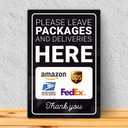 Premium Package Delivery Sign – 8x12 Sublimation Printed on Photograde Aluminum – Weatherproof, Fade-Proof, Professional Look – "Please Leave Packages Here"