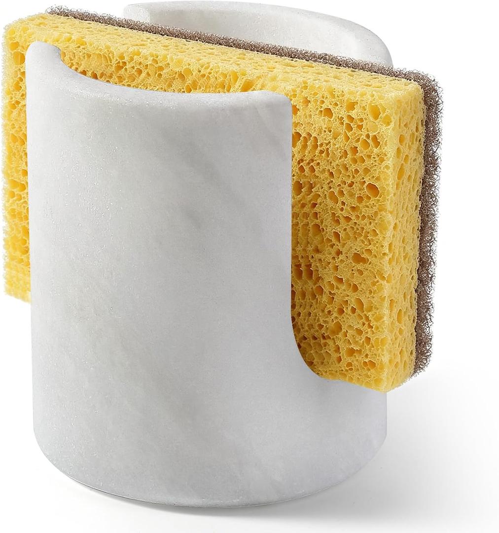 Koville Marble Sponge Holder for Kitchen Sink Counter, Natural Stone Sponge Caddy for Sink Organizer, Dish Drying Rack, Marble Kitchen Accessories, Housewarming Gifts(Namib Fantasy), Small