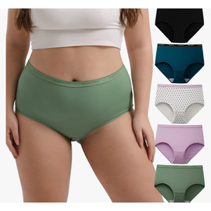 INNERSY Plus Size XL-5XL Big Curvy Woman Cotton Underwear High Waist Briefs 5-Pack
 1 sustainability feature XL