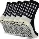 Ultrafun 5 Pairs Mens Grip Soccer Socks Non Slip Cushioned Crew Football Sports Socks